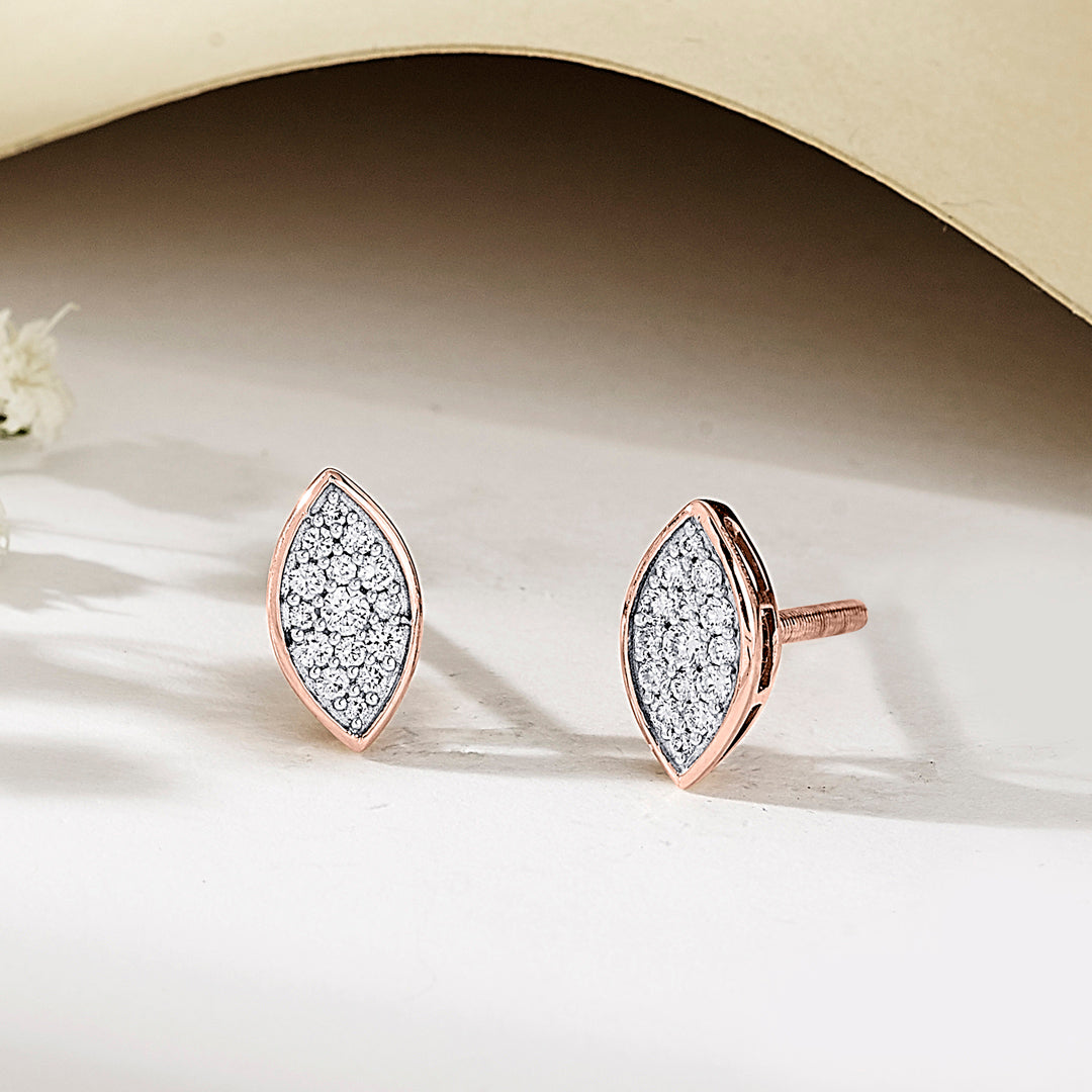 Marquise Gleam Diamond & Gold Stud Earrings for Women