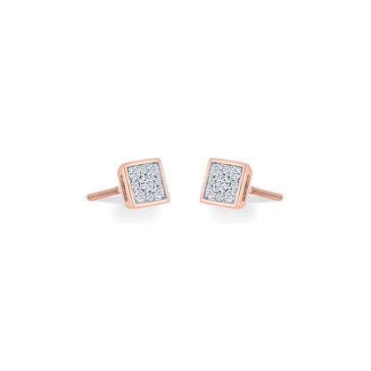 Crystal Facet Diamond & Gold Stud Earrings for Women