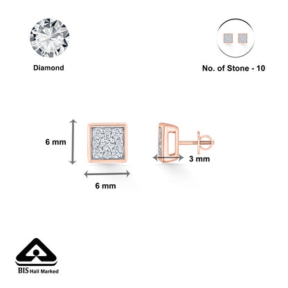 Crystal Facet Diamond & Gold Stud Earrings for Women