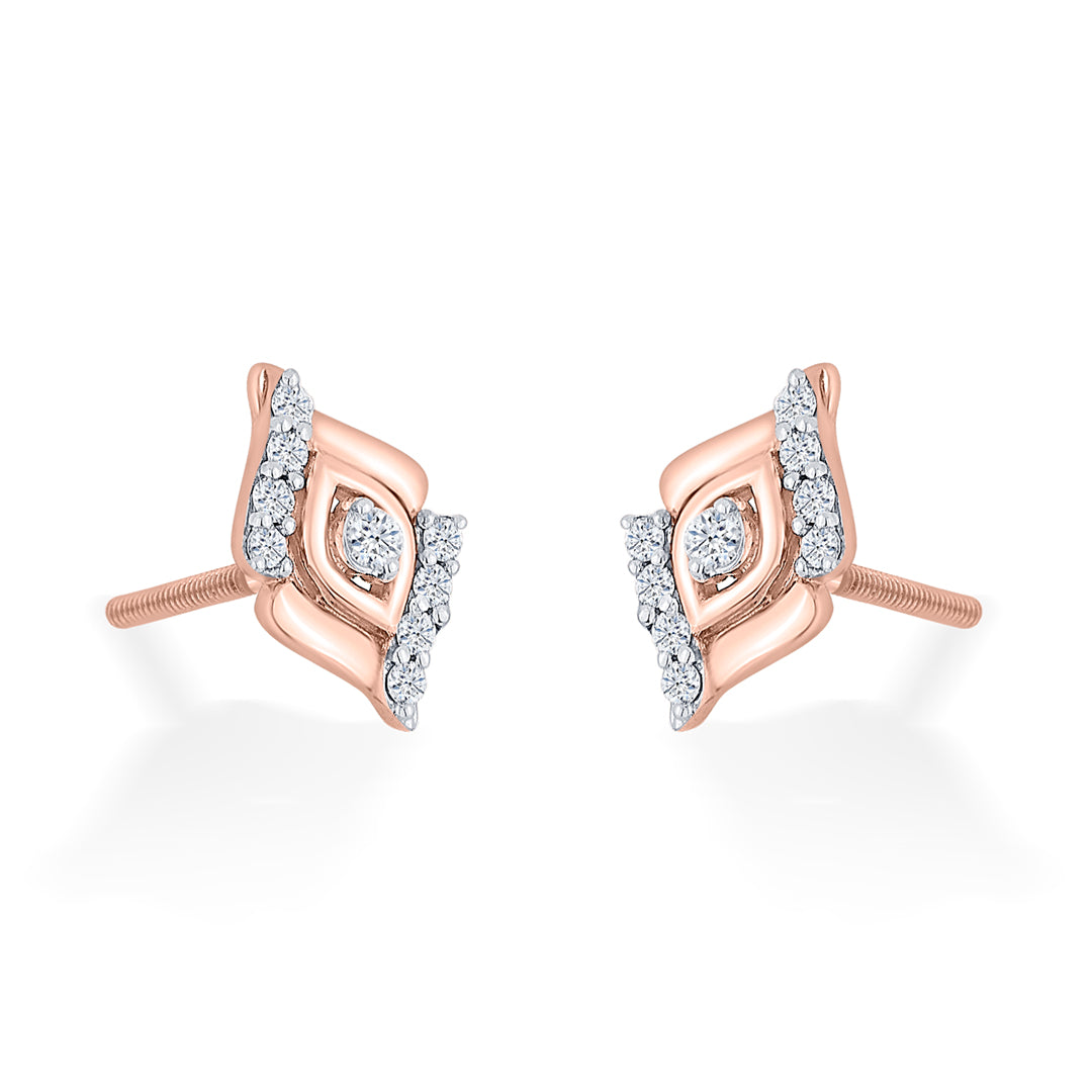 Flare Gleam Diamond & Gold Stud Earrings for Women