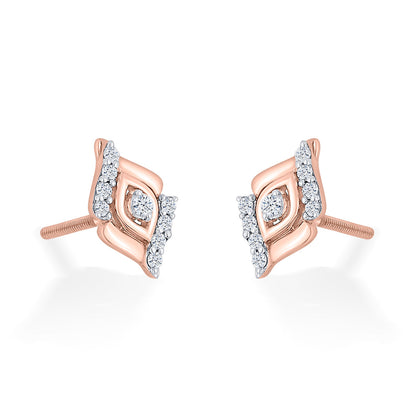 Flare Gleam Diamond & Gold Stud Earrings for Women
