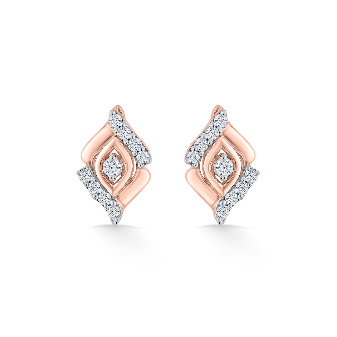 Flare Gleam Diamond & Gold Stud Earrings for Women