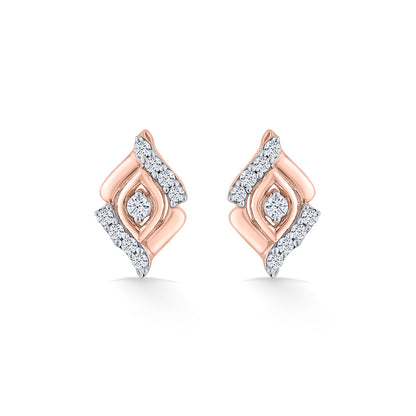 Flare Gleam Diamond & Gold Stud Earrings for Women