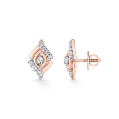 Flare Gleam Diamond & Gold Stud Earrings for Women