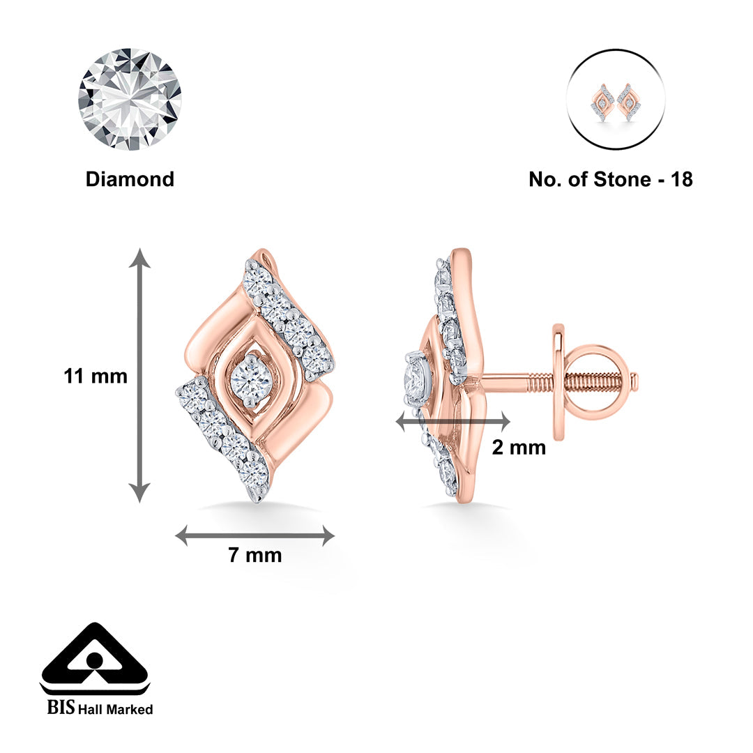 Flare Gleam Diamond & Gold Stud Earrings for Women