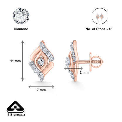 Flare Gleam Diamond & Gold Stud Earrings for Women