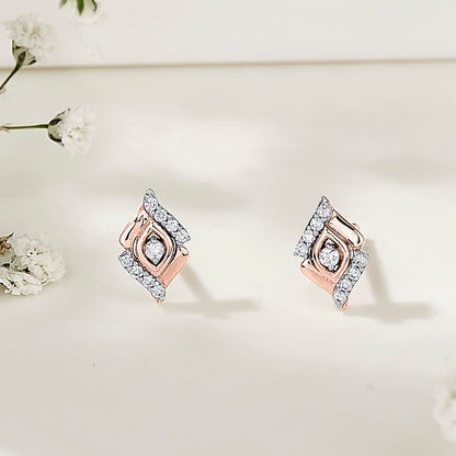 Flare Gleam Diamond & Gold Stud Earrings for Women