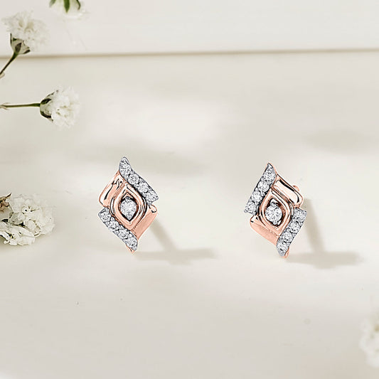 Flare Gleam Diamond & Gold Stud Earrings for Women