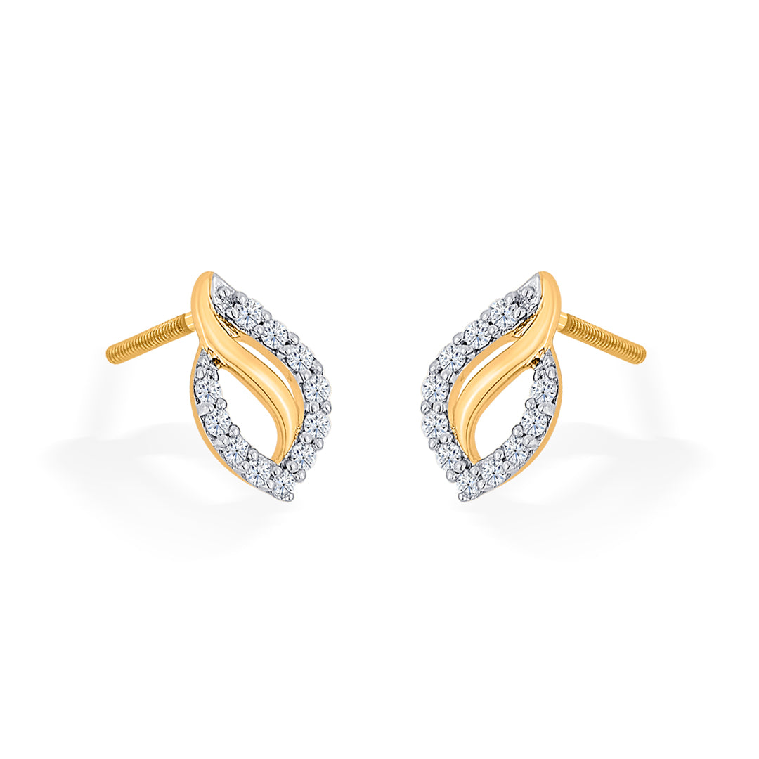 Vine Spark Diamond & Gold Stud Earrings for Women