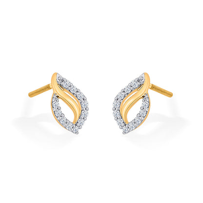 Vine Spark Diamond & Gold Stud Earrings for Women