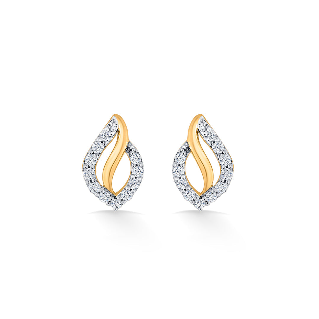 Vine Spark Diamond & Gold Stud Earrings for Women