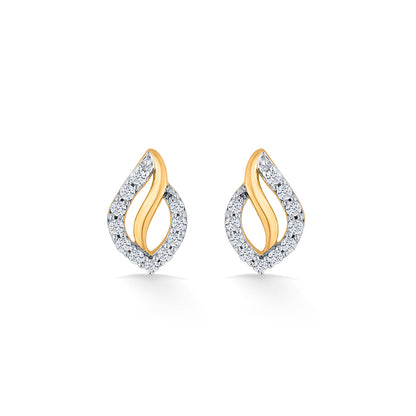 Vine Spark Diamond & Gold Stud Earrings for Women