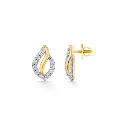 Vine Spark Diamond & Gold Stud Earrings for Women