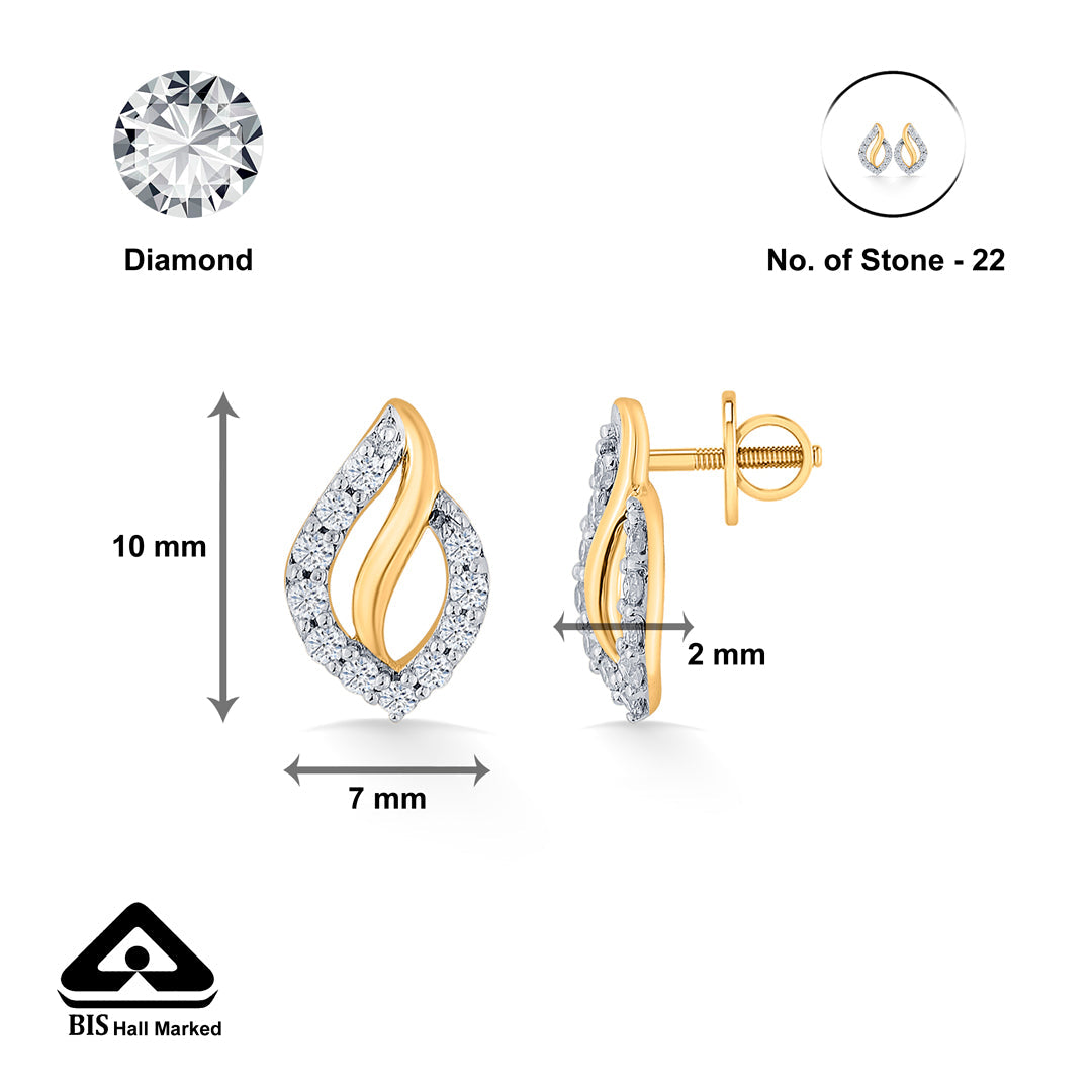 Vine Spark Diamond & Gold Stud Earrings for Women