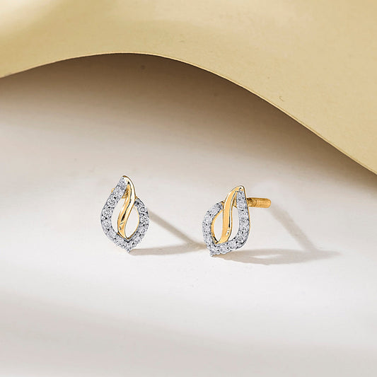 Vine Spark Diamond & Gold Stud Earrings for Women