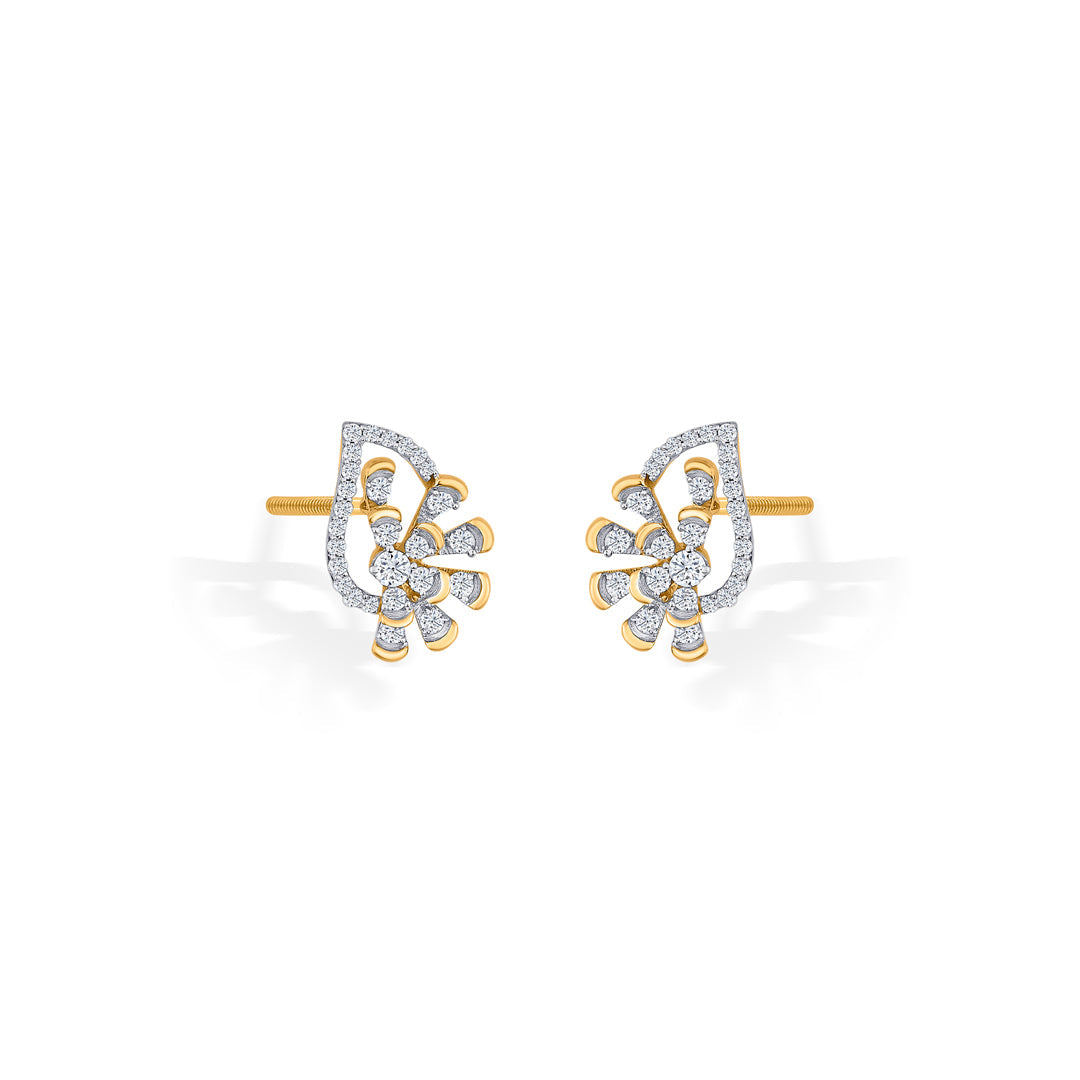Elysian Glow Diamond & Gold Stud Earrings for Women