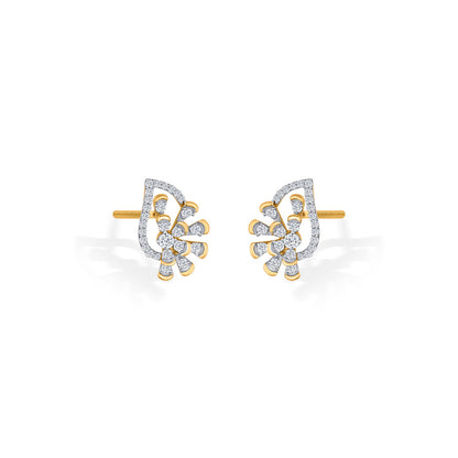 Elysian Glow Diamond & Gold Stud Earrings for Women