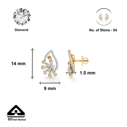 Elysian Glow Diamond & Gold Stud Earrings for Women