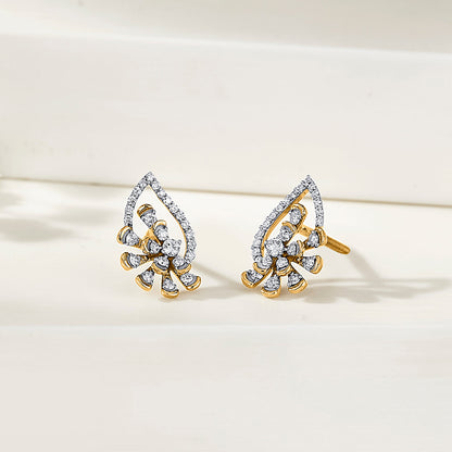 Elysian Glow Diamond & Gold Stud Earrings for Women