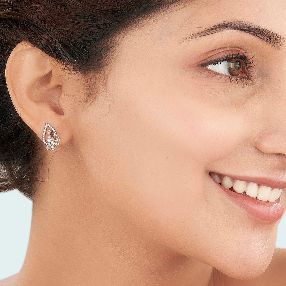Elysian Glow Diamond & Gold Stud Earrings for Women