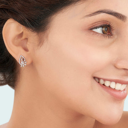 Elysian Glow Diamond & Gold Stud Earrings for Women