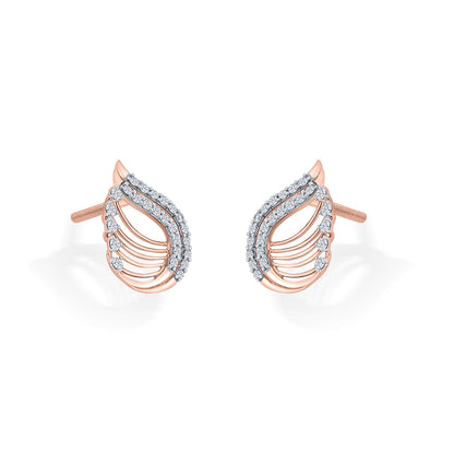 Leaf Radiance Diamond & Gold Stud Earrings for Women