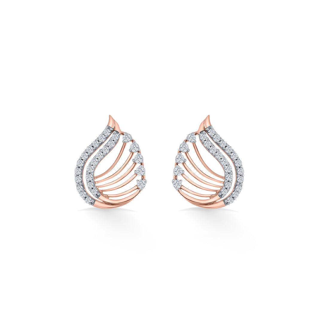 Leaf Radiance Diamond & Gold Stud Earrings for Women