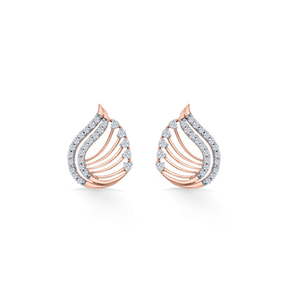 Leaf Radiance Diamond & Gold Stud Earrings for Women
