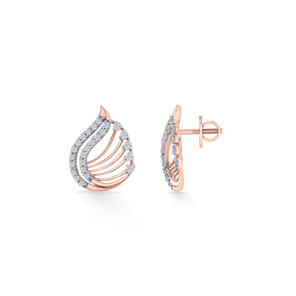 Leaf Radiance Diamond & Gold Stud Earrings for Women