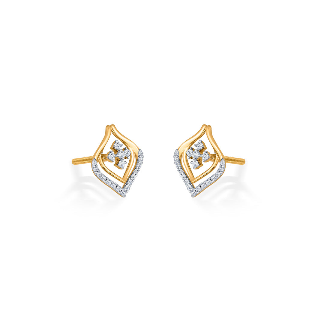 Golden Gleam Diamond & Gold Stud Earrings for Women
