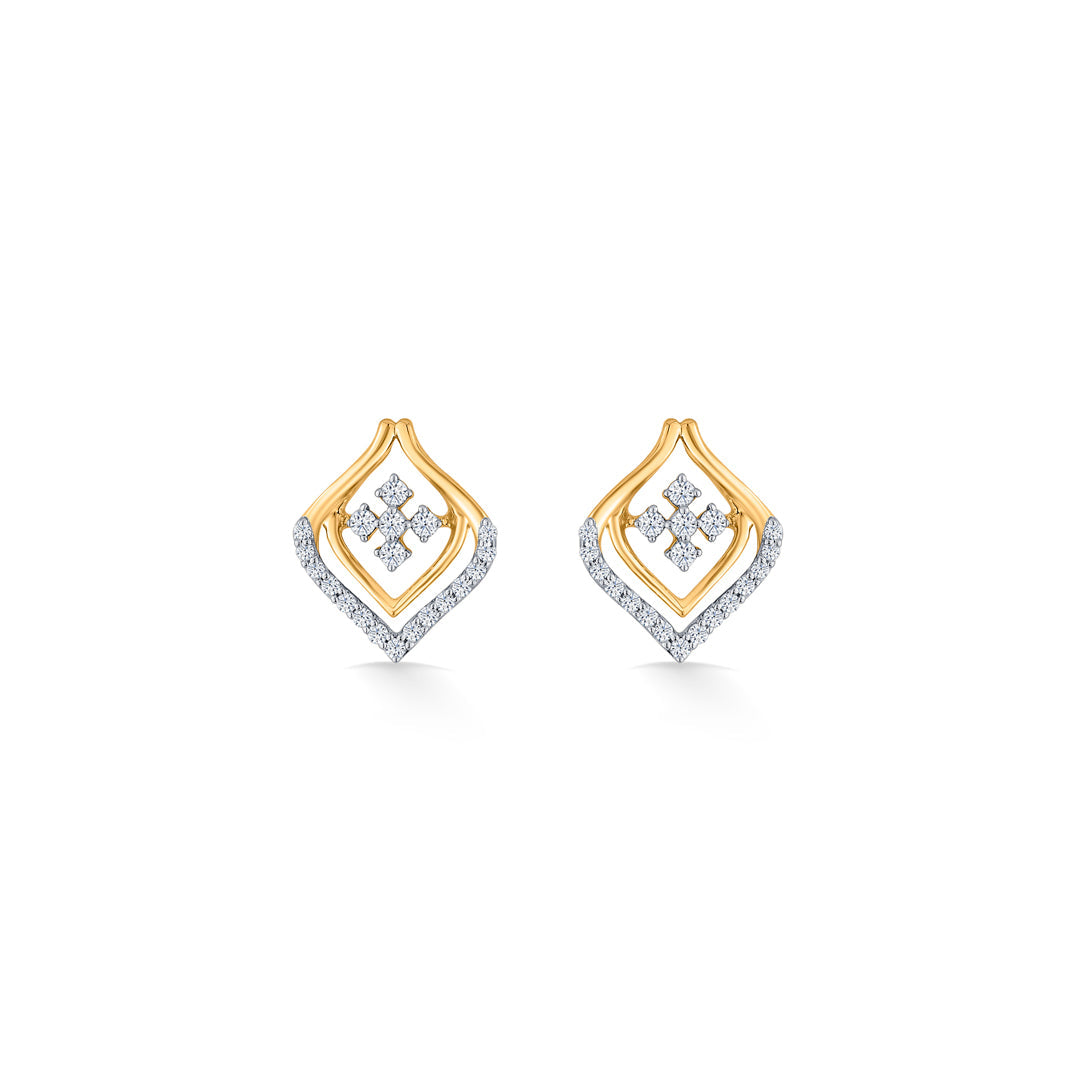 Golden Gleam Diamond & Gold Stud Earrings for Women