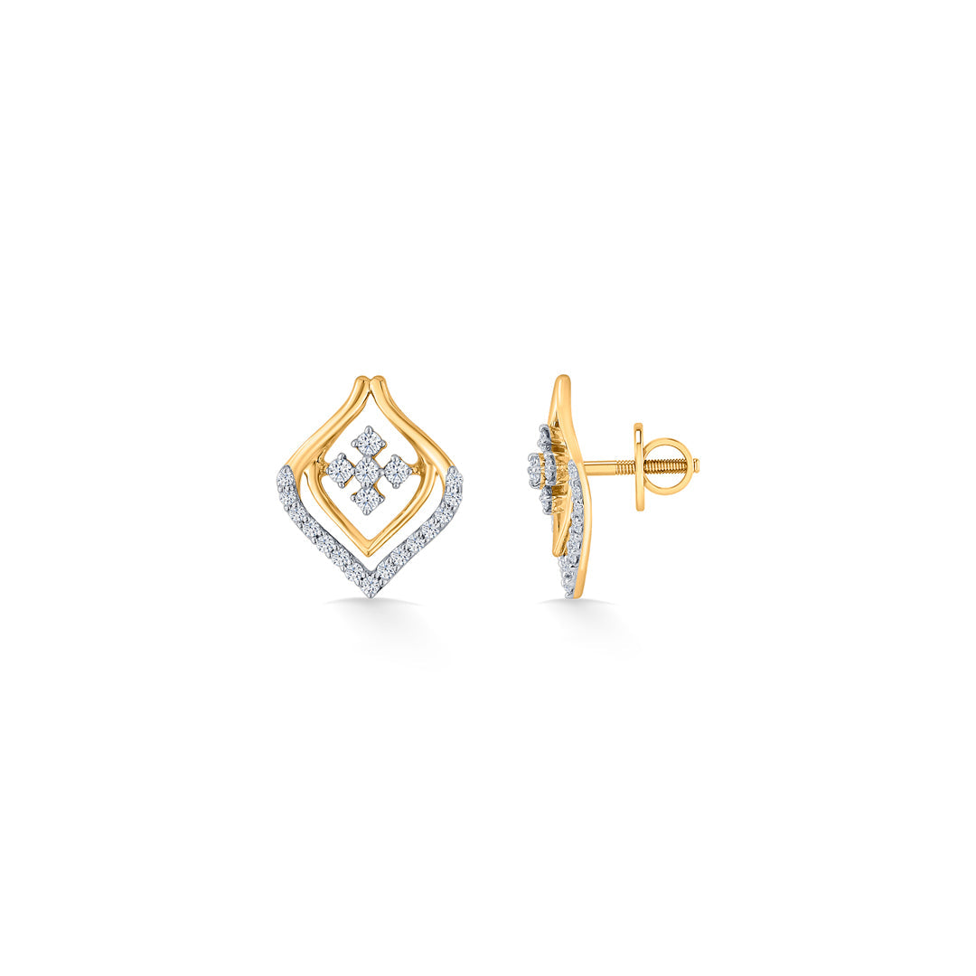 Golden Gleam Diamond & Gold Stud Earrings for Women
