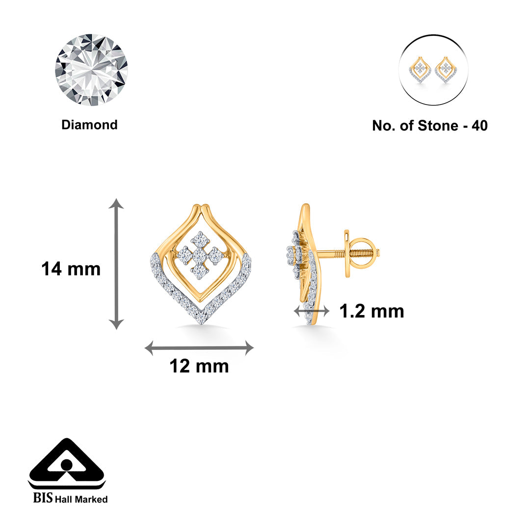 Golden Gleam Diamond & Gold Stud Earrings for Women