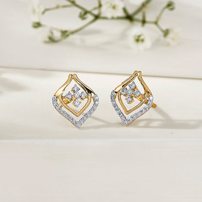 Golden Gleam Diamond & Gold Stud Earrings for Women