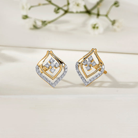 Golden Gleam Diamond & Gold Stud Earrings for Women