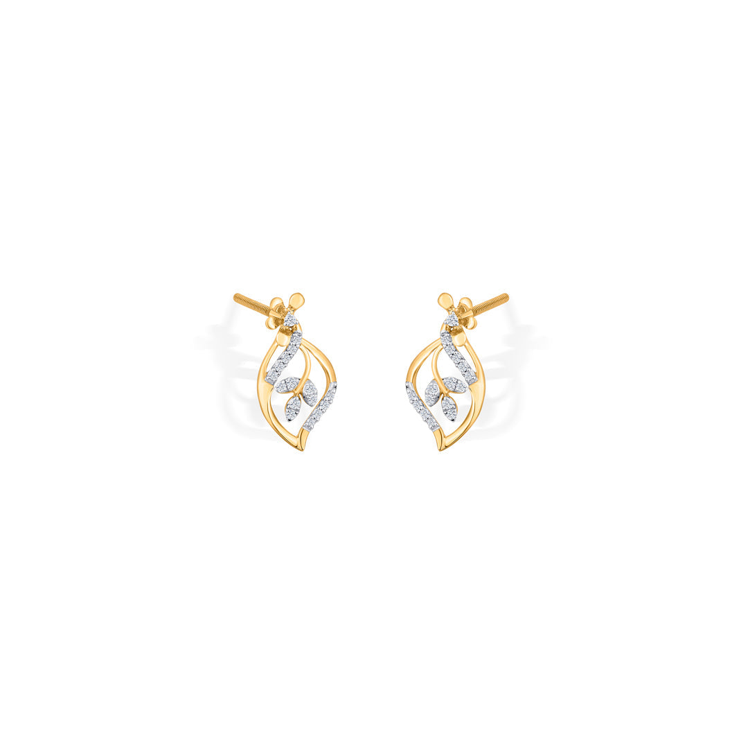 Bloom Vine Diamond & Gold Stud Earrings for Women