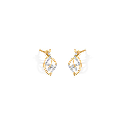 Bloom Vine Diamond & Gold Stud Earrings for Women
