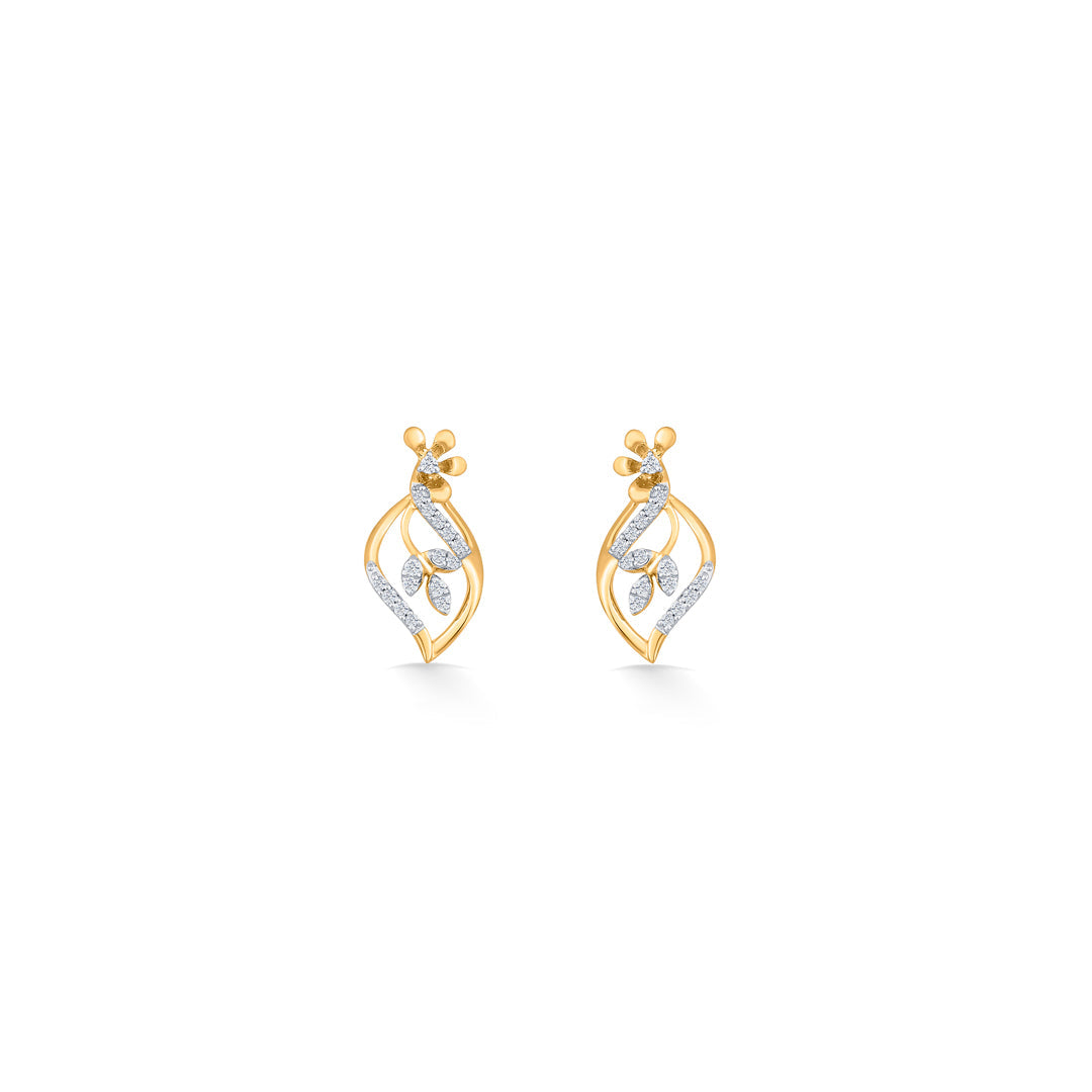 Bloom Vine Diamond & Gold Stud Earrings for Women