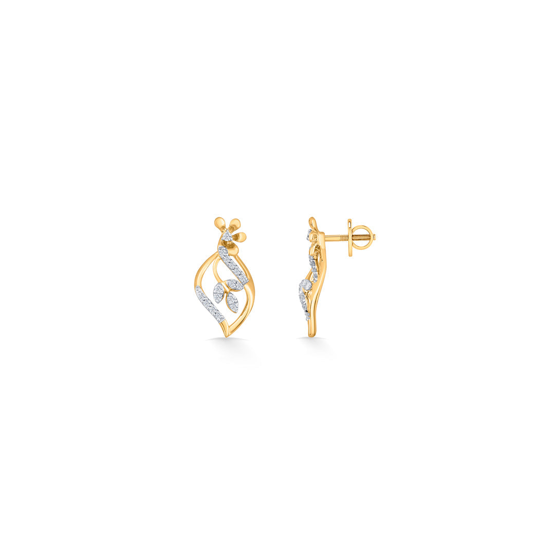 Bloom Vine Diamond & Gold Stud Earrings for Women