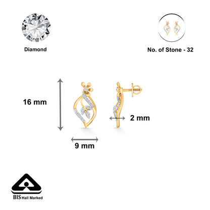 Bloom Vine Diamond & Gold Stud Earrings for Women