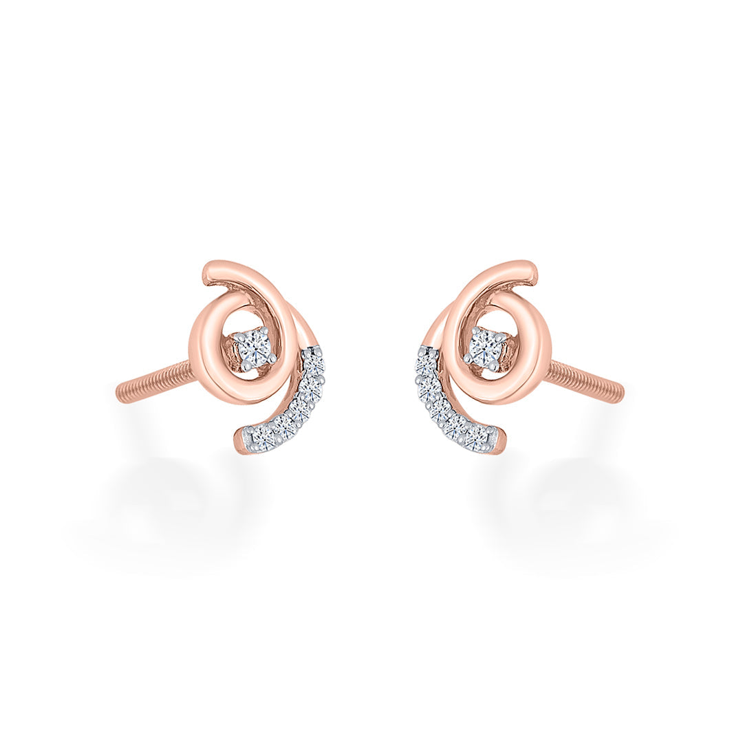 Whirl Shine Diamond & Gold Stud Earrings for Women