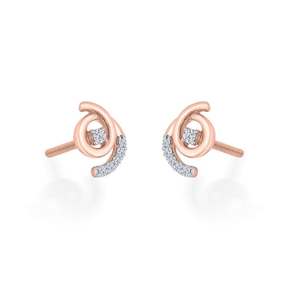 Whirl Shine Diamond & Gold Stud Earrings for Women