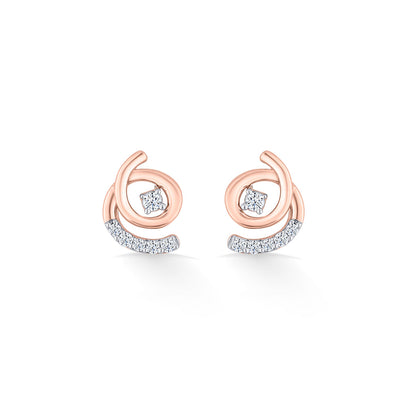 Whirl Shine Diamond & Gold Stud Earrings for Women