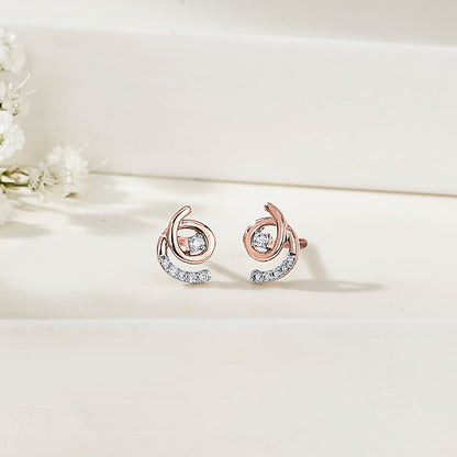 Whirl Shine Diamond & Gold Stud Earrings for Women