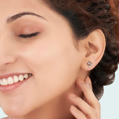 Whirl Shine Diamond & Gold Stud Earrings for Women