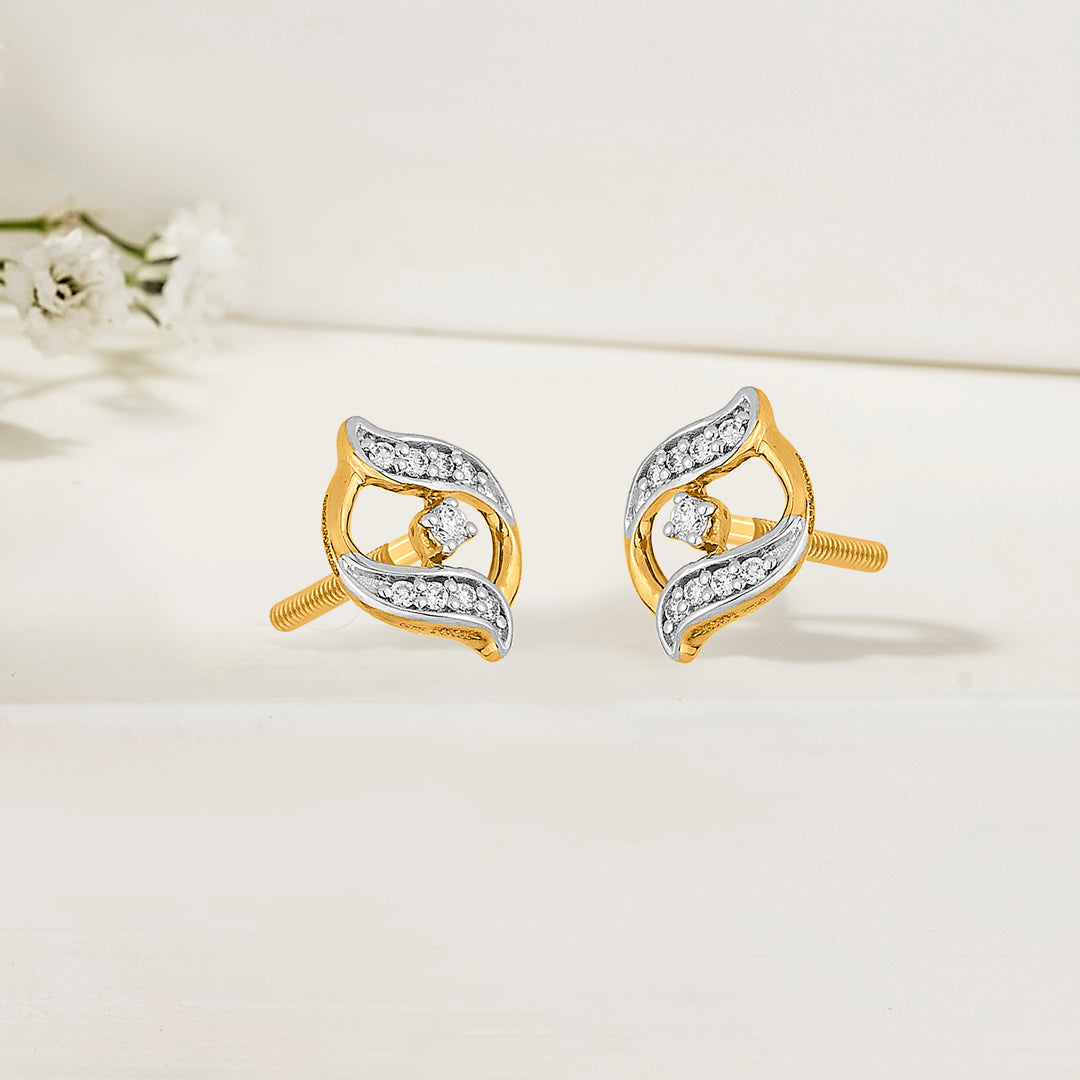Regal Gleam Diamond & Gold Stud Earrings for Women
