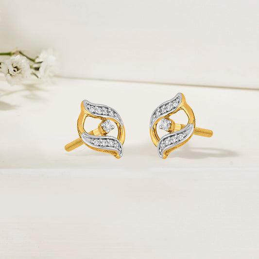 Regal Gleam Diamond & Gold Stud Earrings for Women