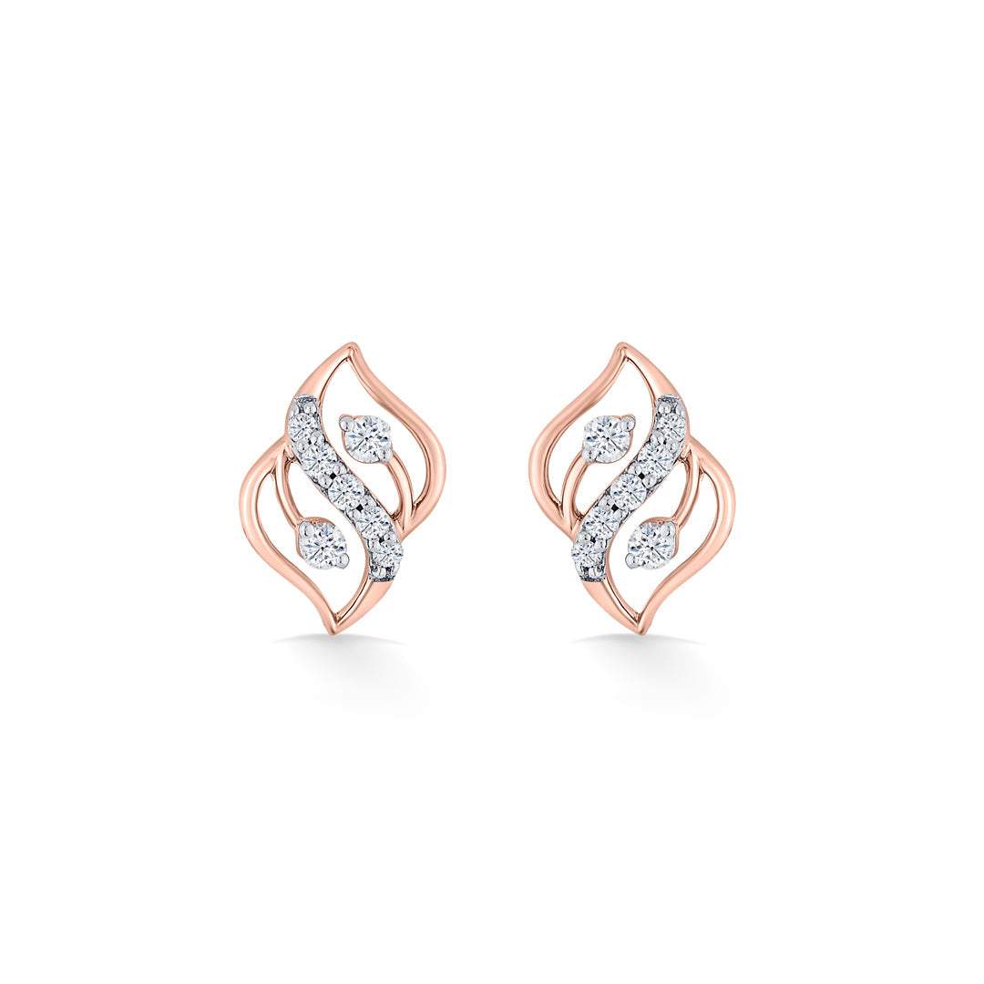 Charm Flash Diamond & Gold Stud Earrings for Women
