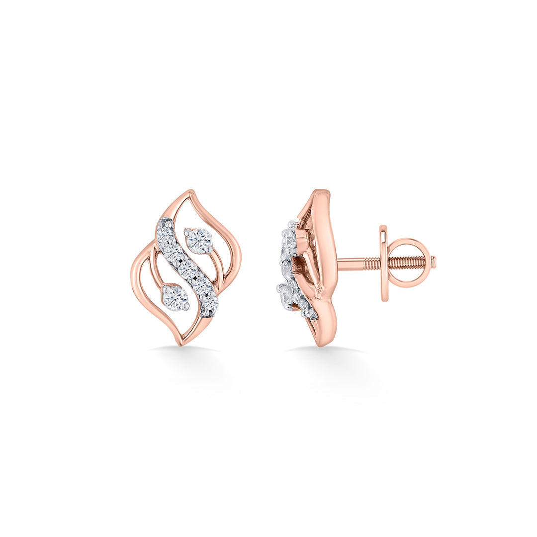 Charm Flash Diamond & Gold Stud Earrings for Women