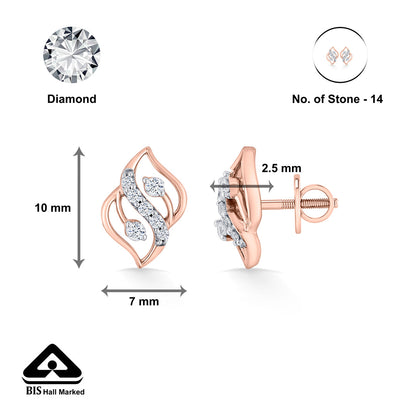 Charm Flash Diamond & Gold Stud Earrings for Women